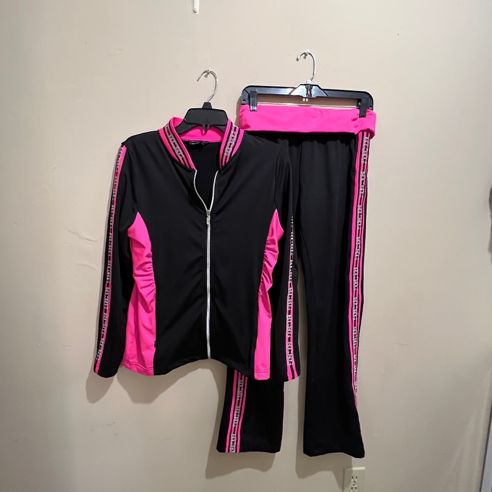 Women's Black and Pink Track Suit